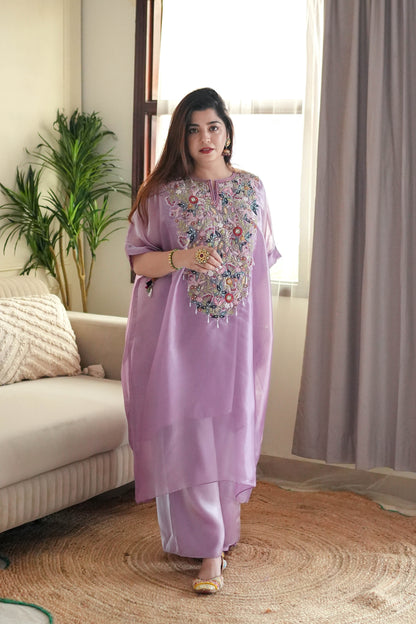 Luxe Lilac Hand Embroidered Chogha Set