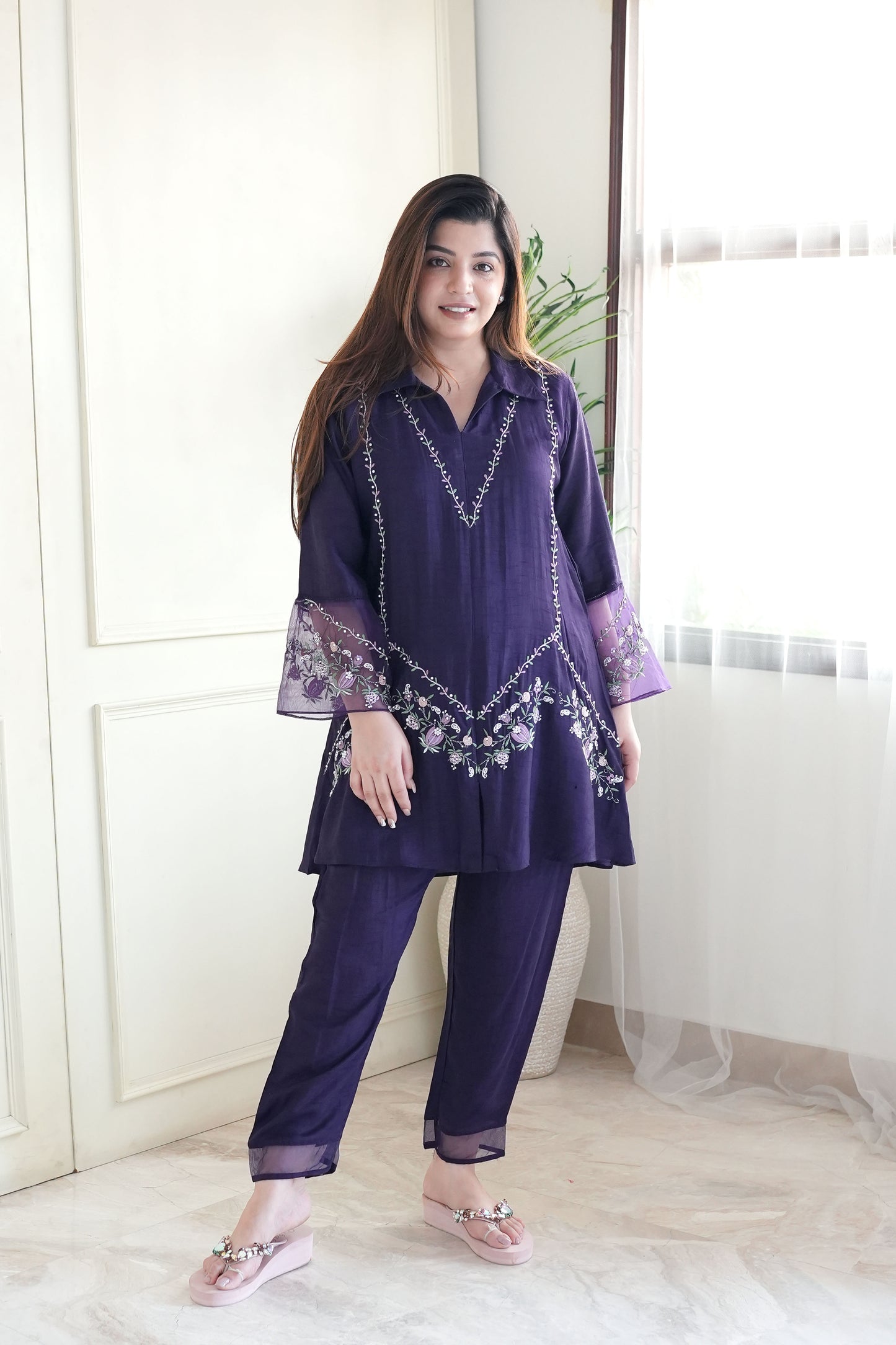 Masooma Purple Embroidred Co ord Set