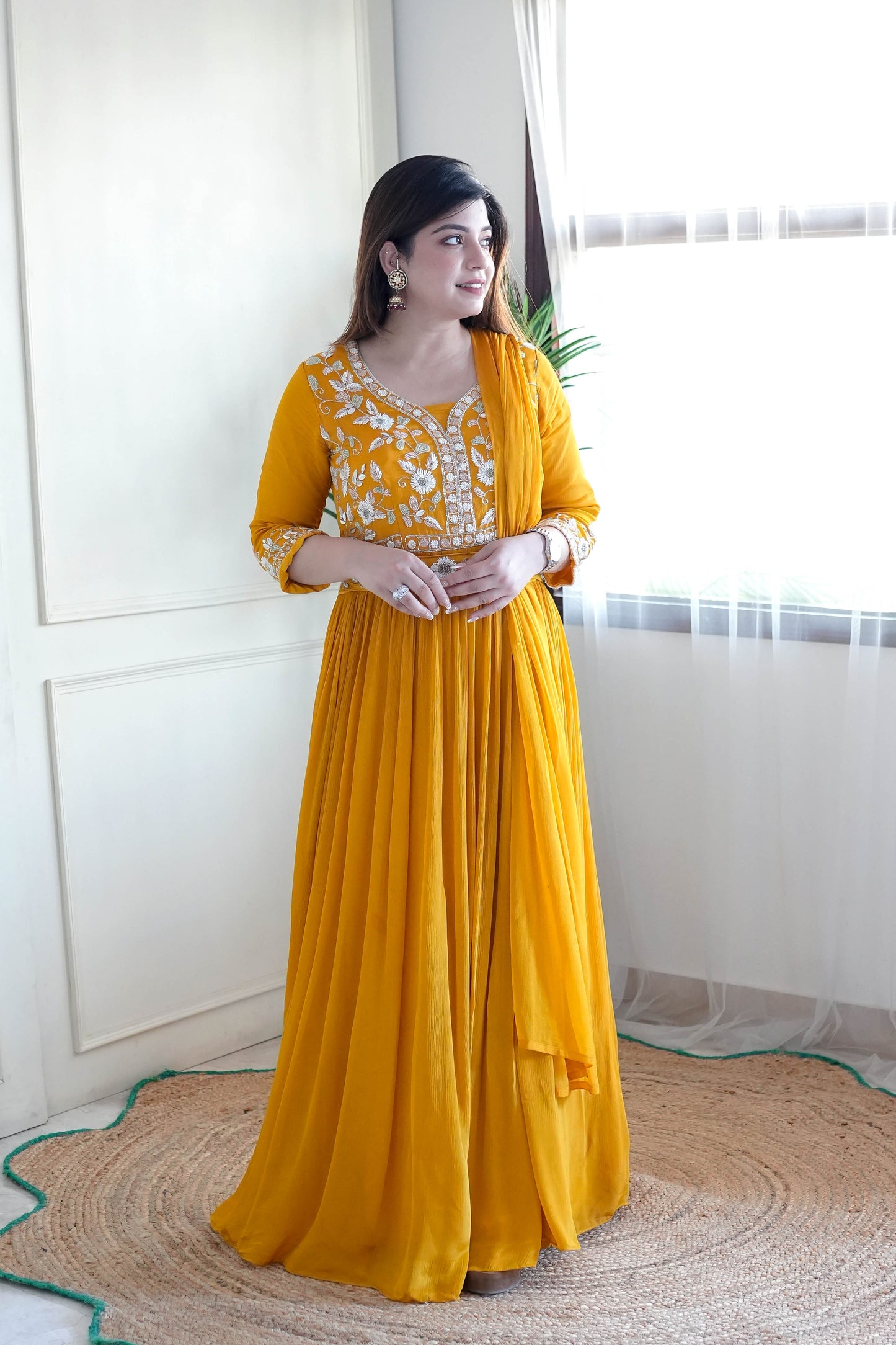 Anamika Yellow Voluminous Anarkali Suit