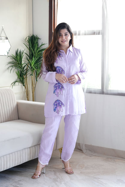 Sheeya Lilac Patch Detailing Co ord Set