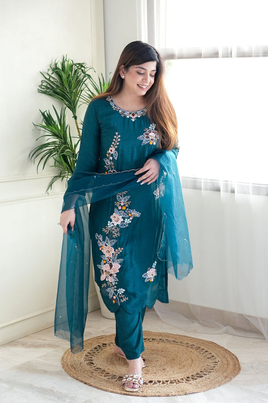 Seeyat Floral Hand Embroidered Suit Set