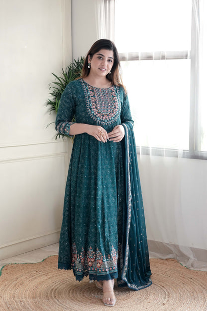 Meera Green Embroidred and Voluminous Anarkali Suit