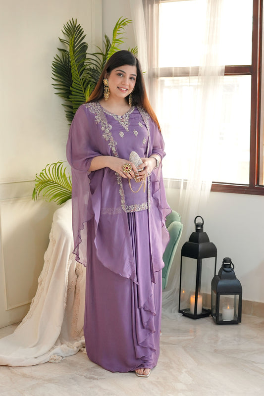 Satvat Lavender Three Piece Set