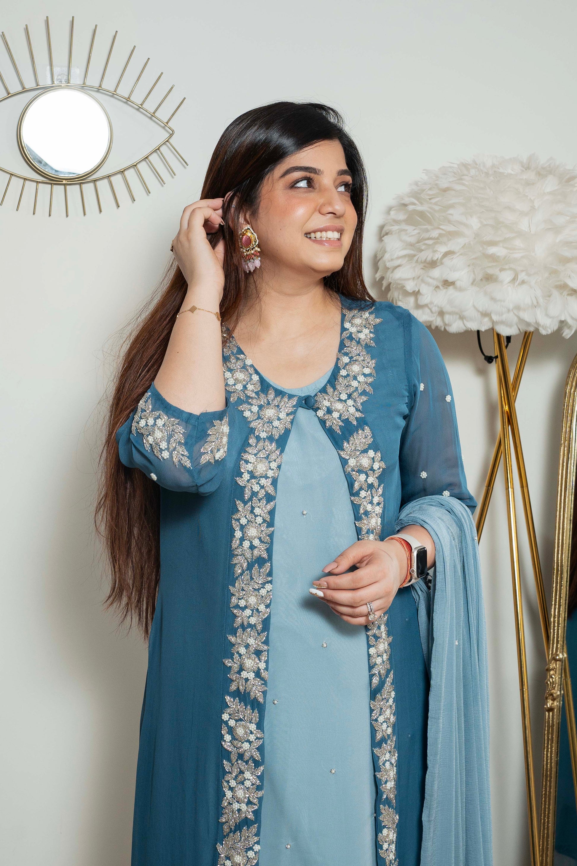 Heera Blue Embroidered Georgette Suit