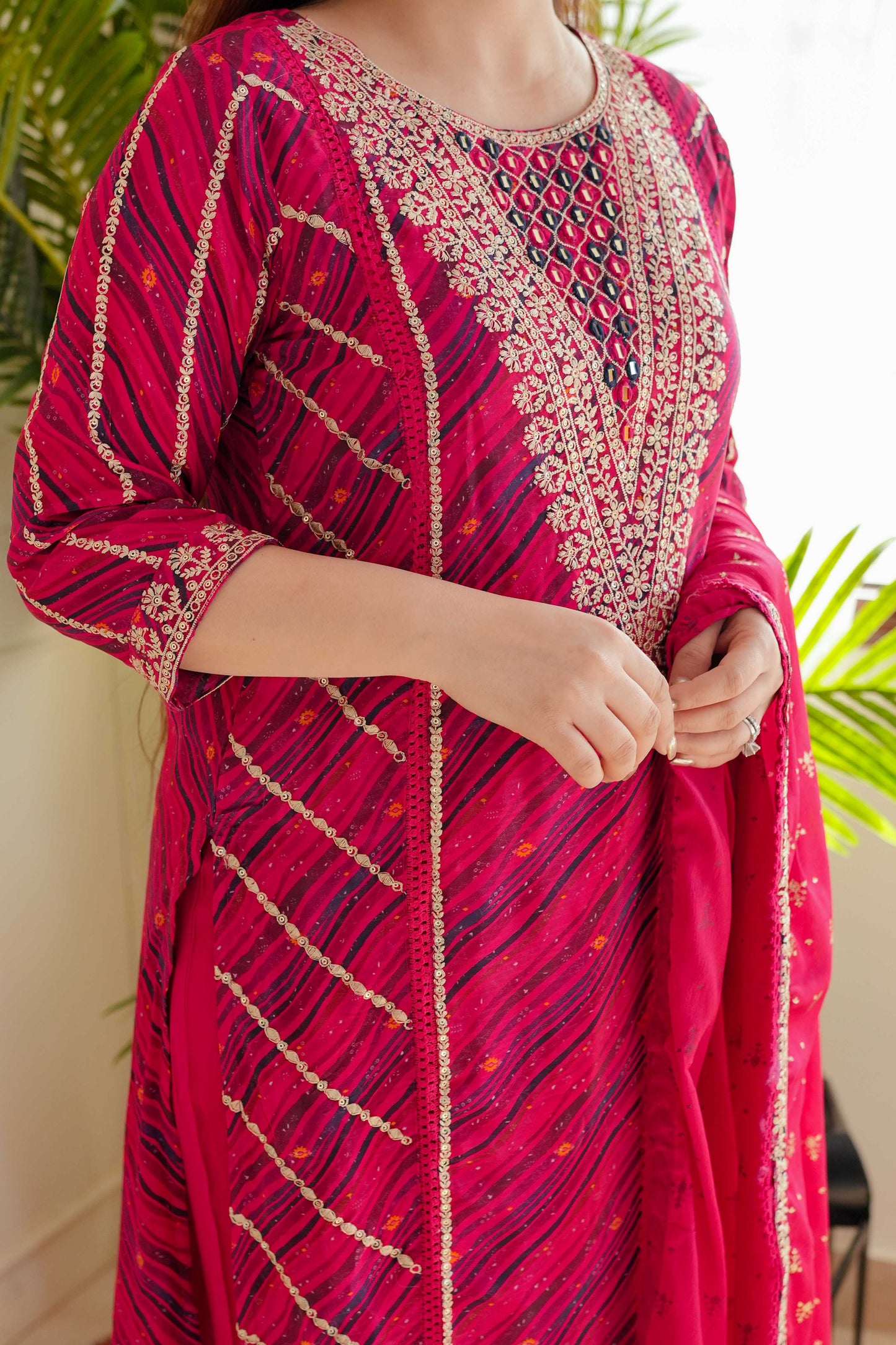 Muskaan Red Printed Suit Set