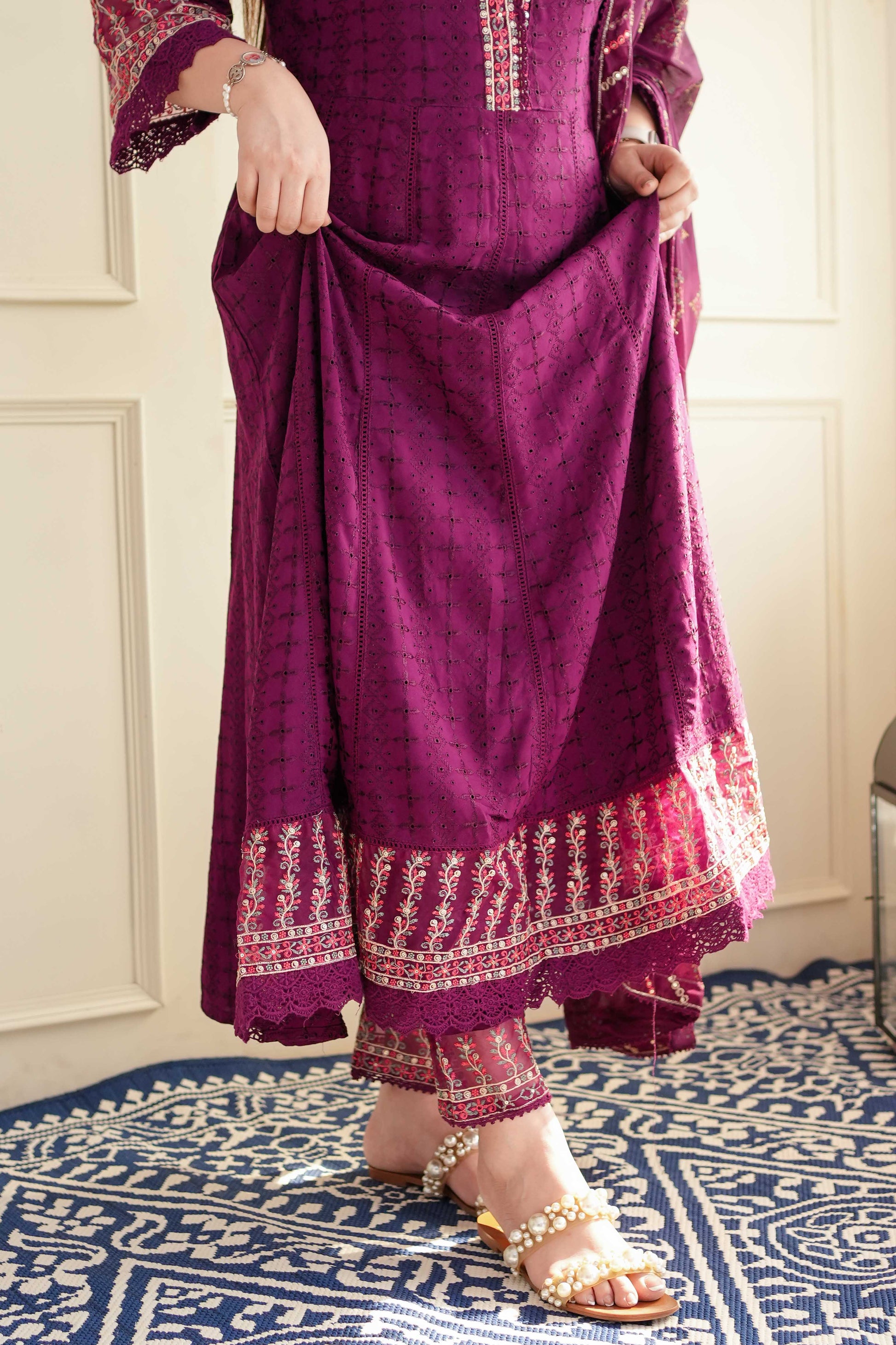 Neera Purple Voluminous Anarkali Suit Set