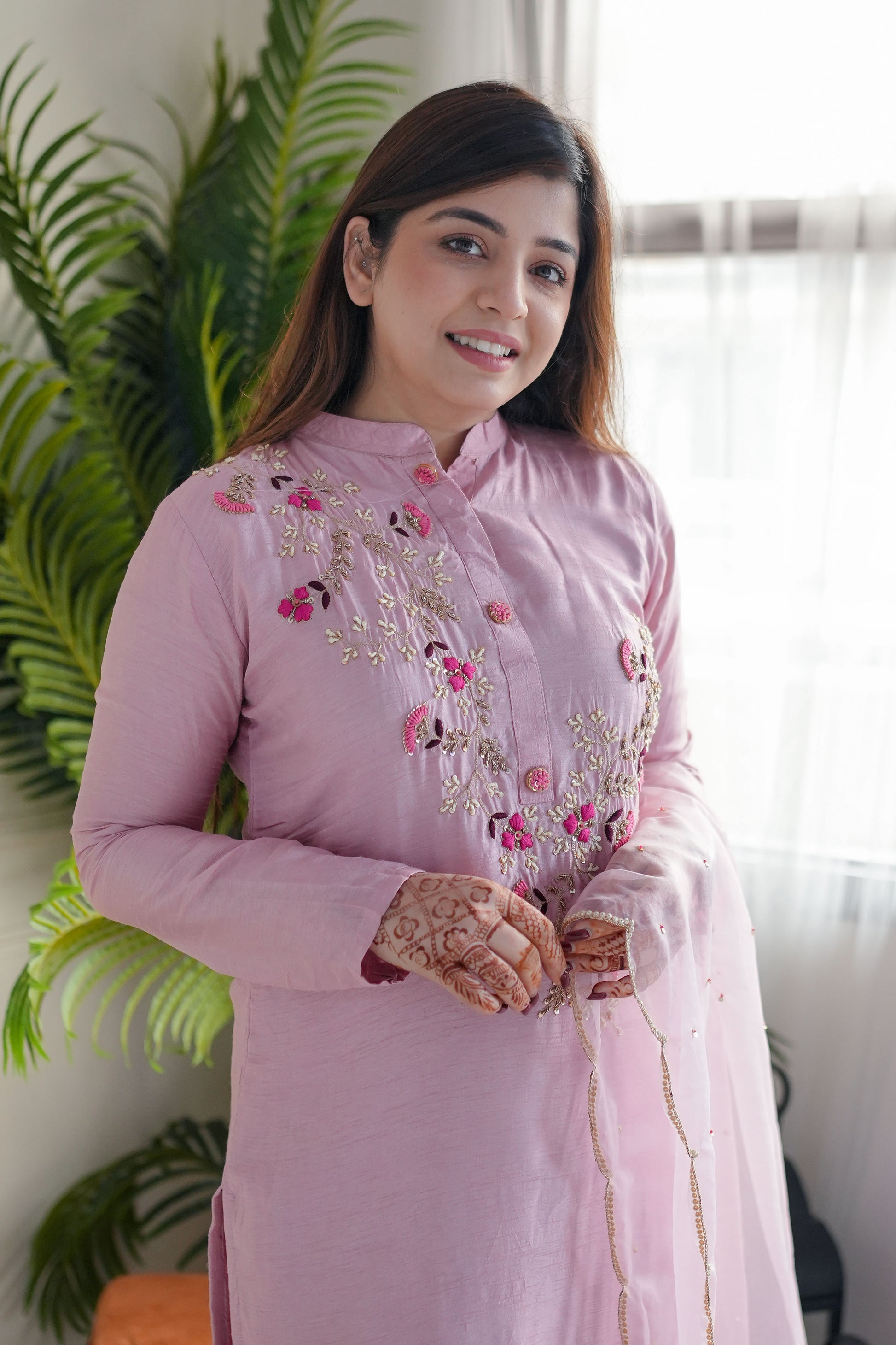 Madhu Pink Silk Suit Set