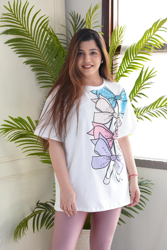 Tokyo White Crystal Embellished Tshirt