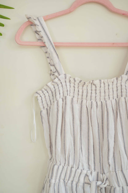 White Stripes Short Jumpsuit