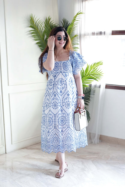 Rose White Cutwork Maxi