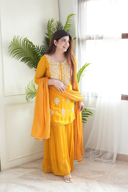 Seerat Yellow Embroidered Suit Set