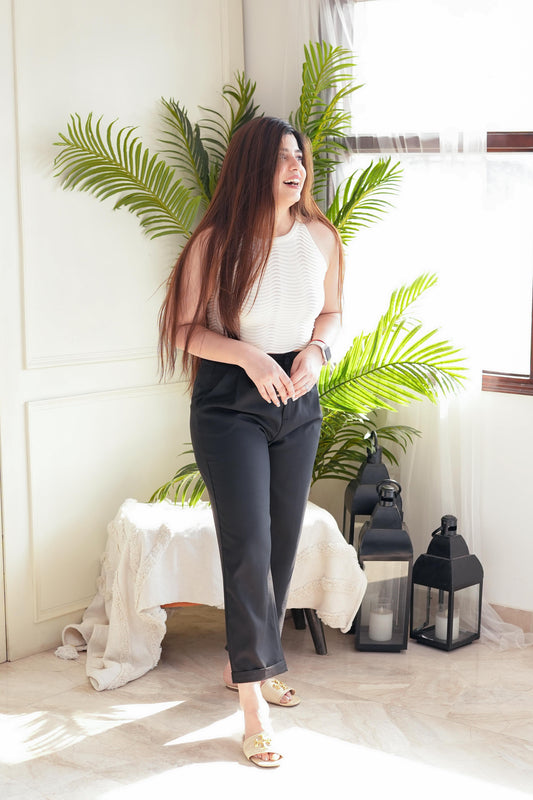 Nim Ankel Length Black Trouser