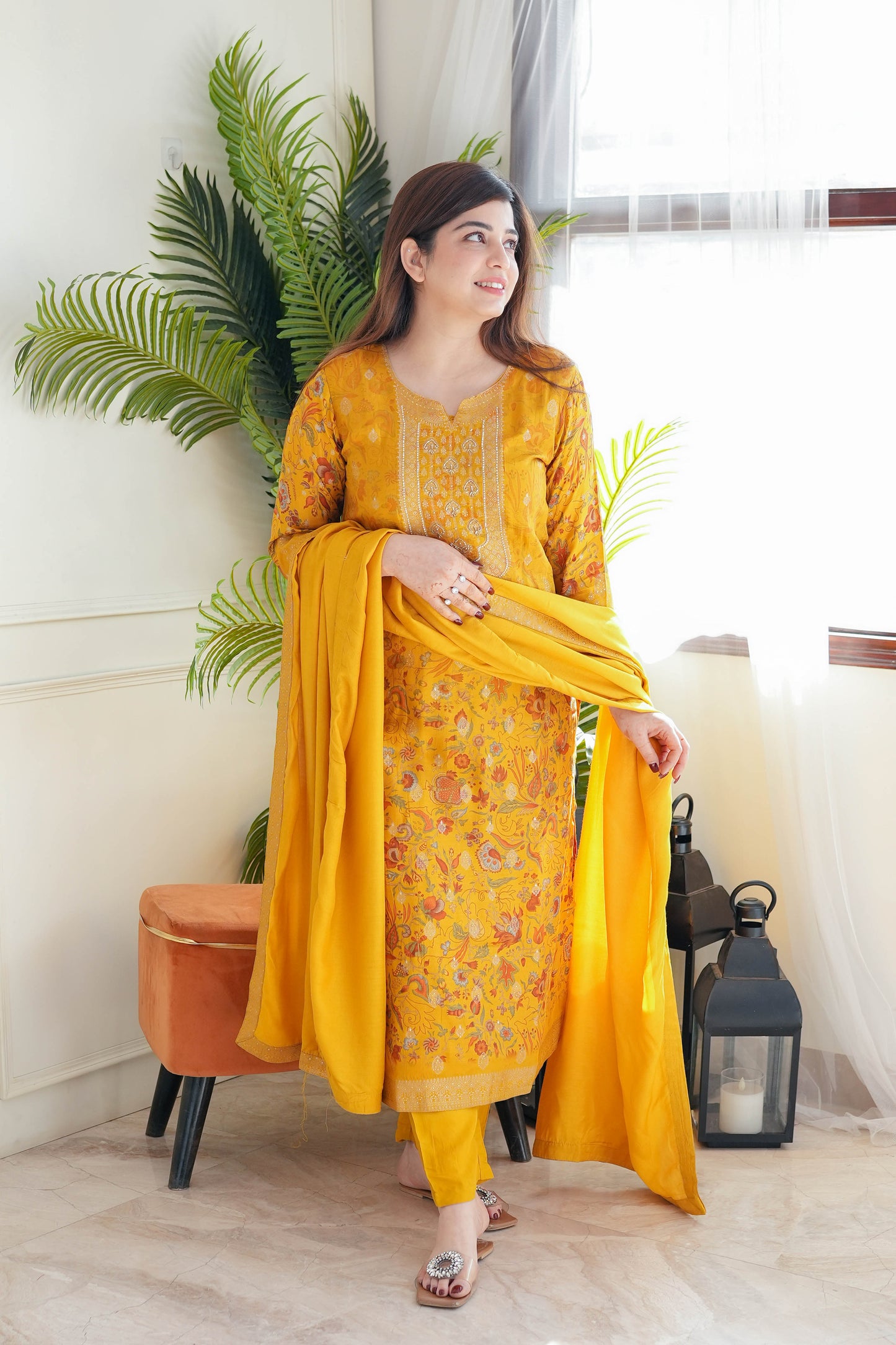 Janak Yellow Silk Suit Set