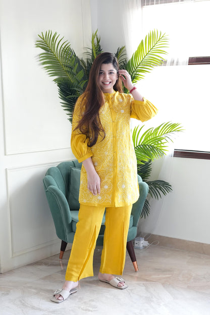 Taara Yellow Embroidered Cordset