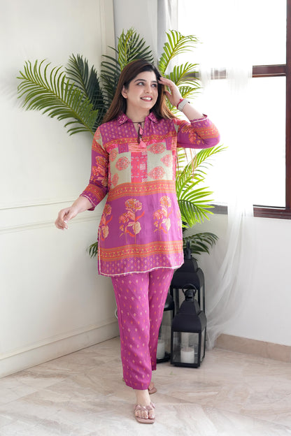 Faryaad Pink Digital Print Cordset