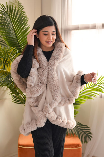 Tira Grey Furr Cape