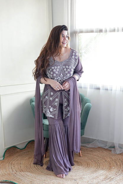 Keerat Brown Sharara Suit Set