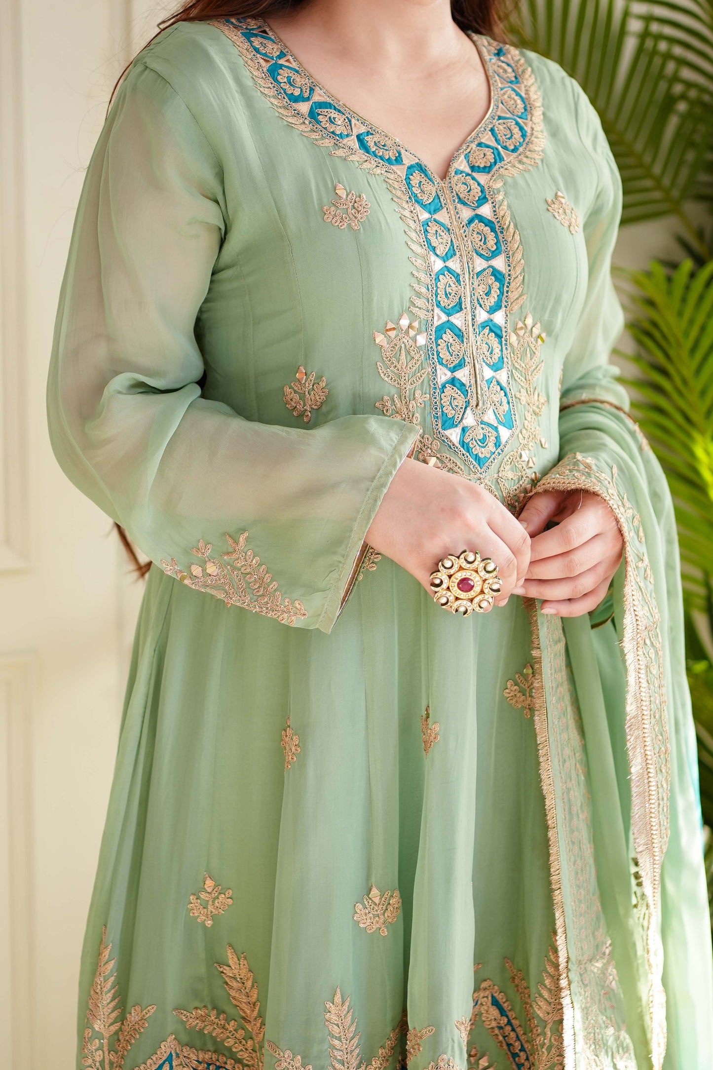 Meher Green Short Anarkali With Salwar