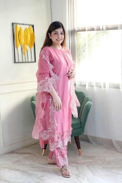 Tira Pink Thread Detailing Suit Set