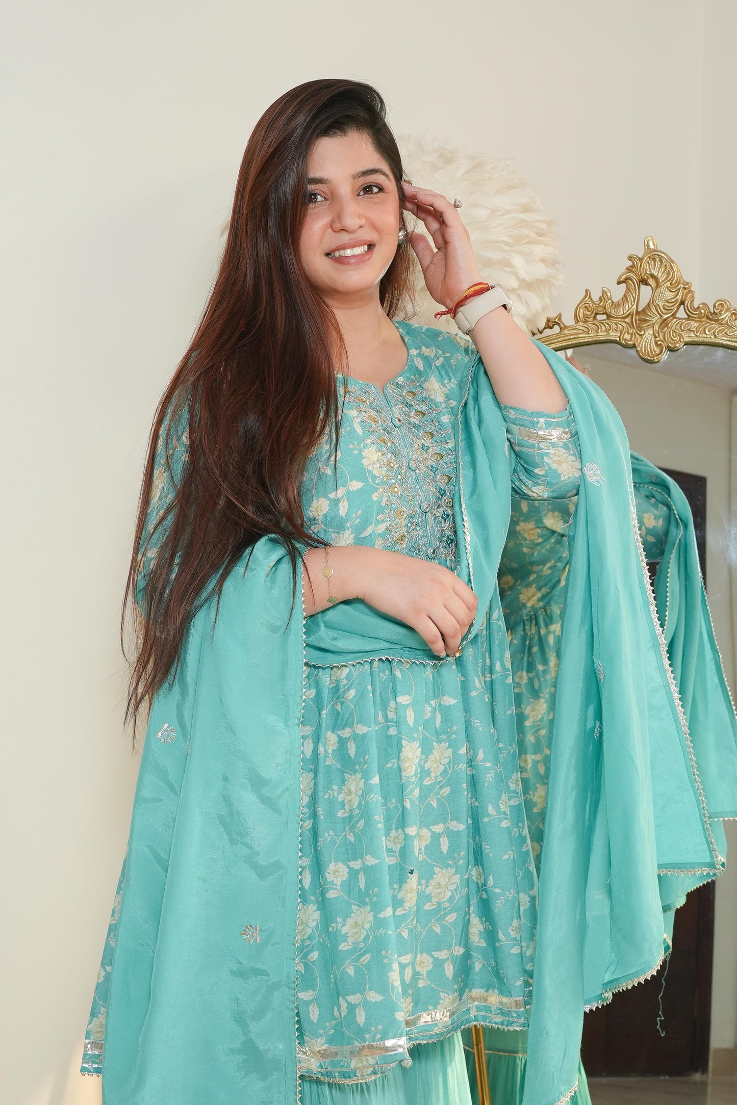 Meet Blue Sharara Suit Set