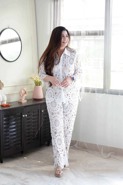 Joe Cutwork Co ord Set With Attached Lining