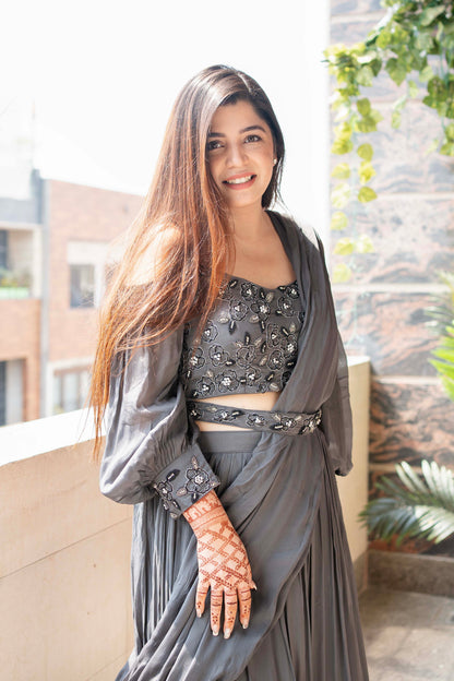 Risa Grey Voluminous Lehenga