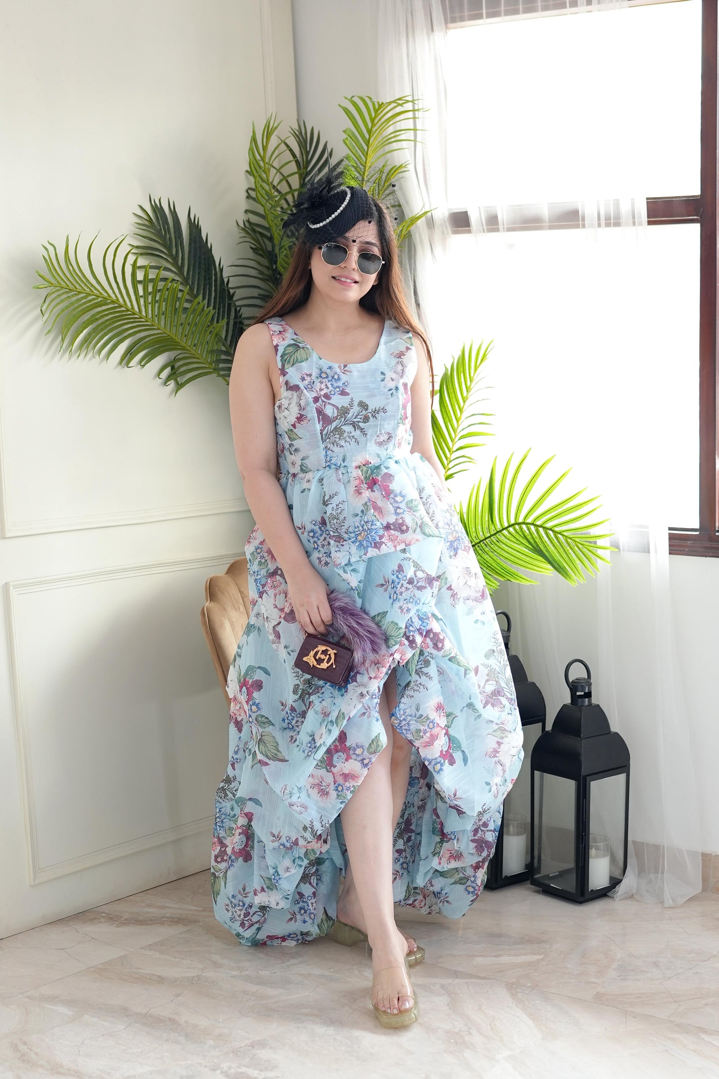 Aura Blue Floral Upside Down Dress