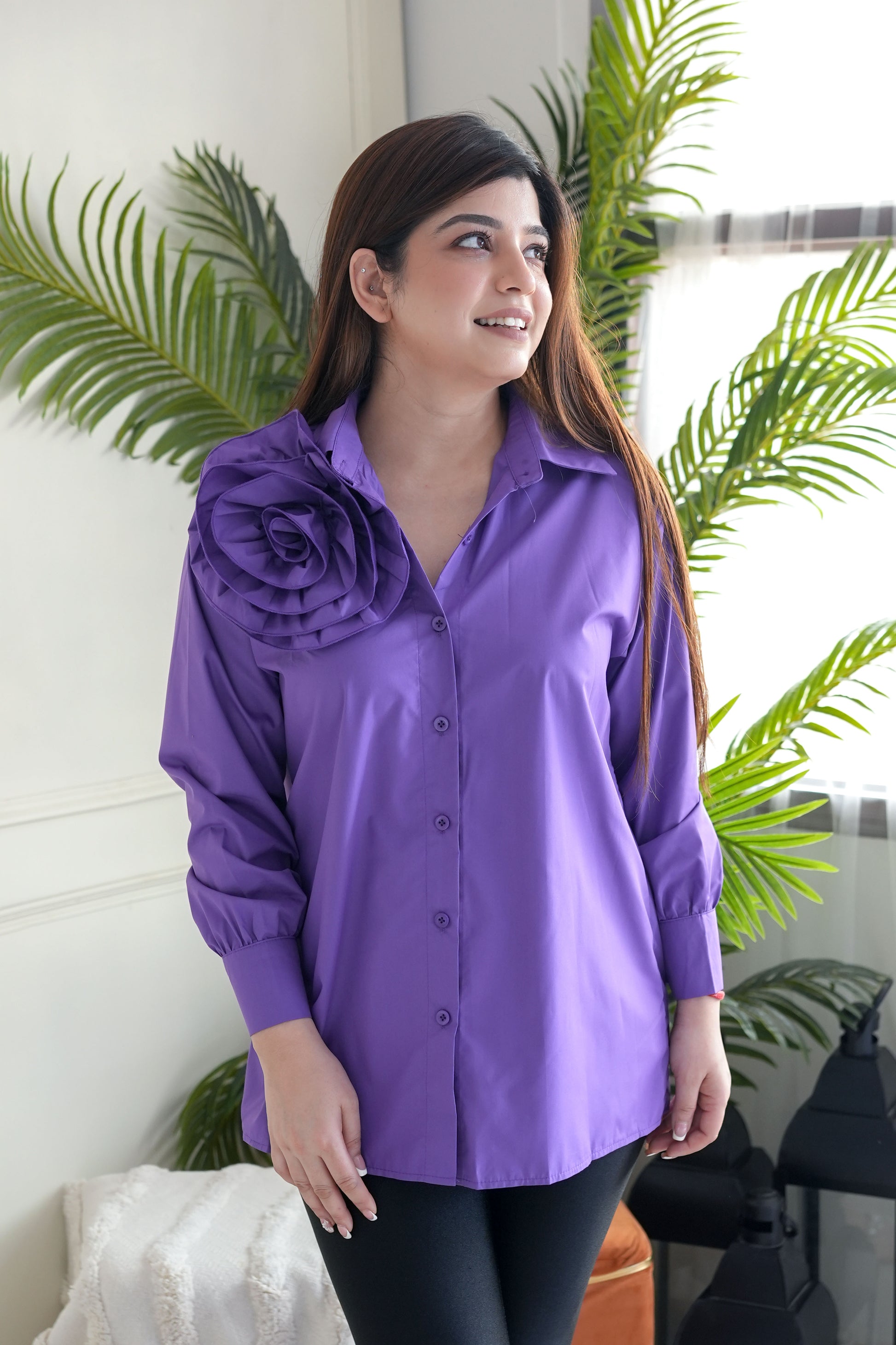 Suzie Purple Bow Embellished Shirt