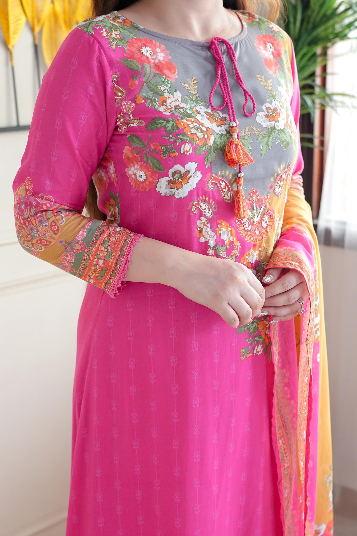 Kiya Pink Printed Suit Set