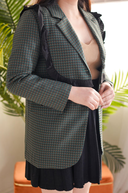 Emora Green Check Frill Coat