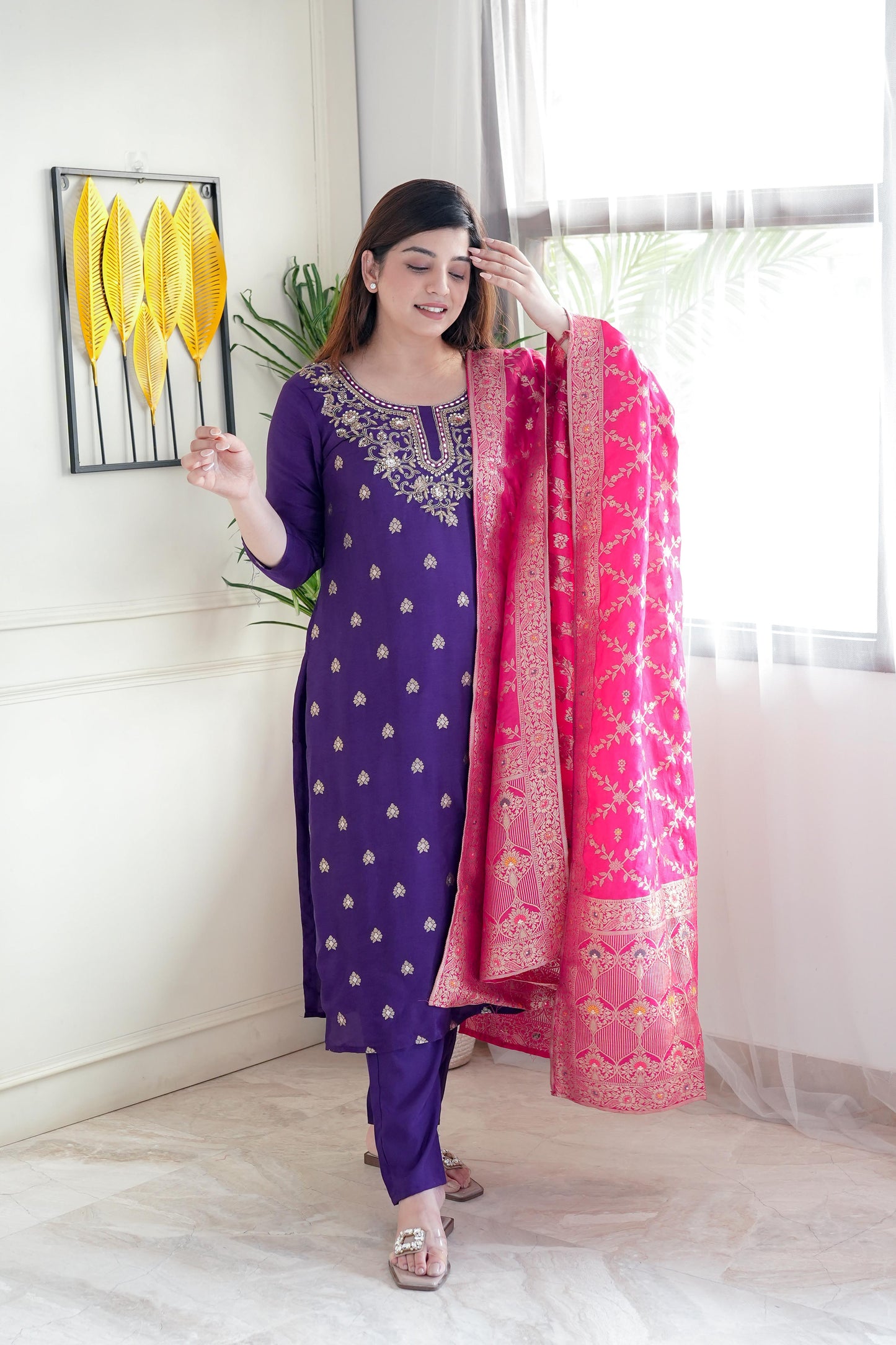 Hridya Purple Silk Suit