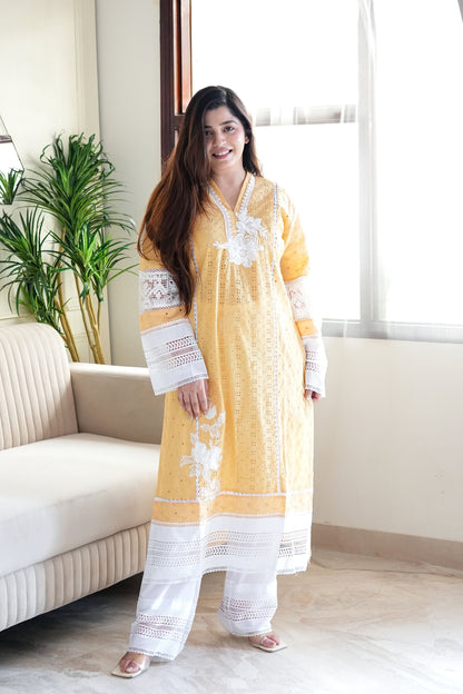 Zeenah Yellow Pakistani Plazo Set