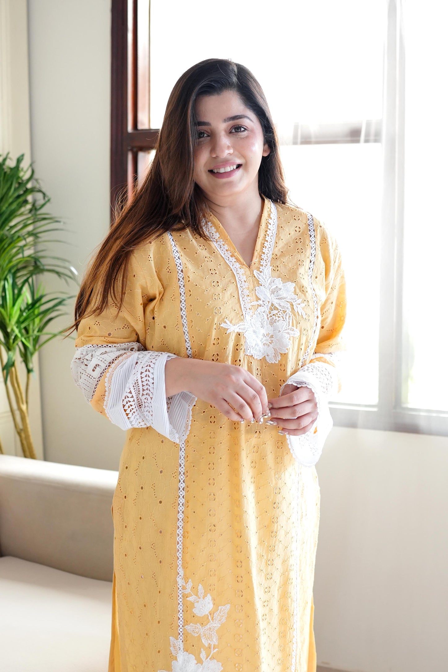 Zeenah Yellow Pakistani Plazo Set