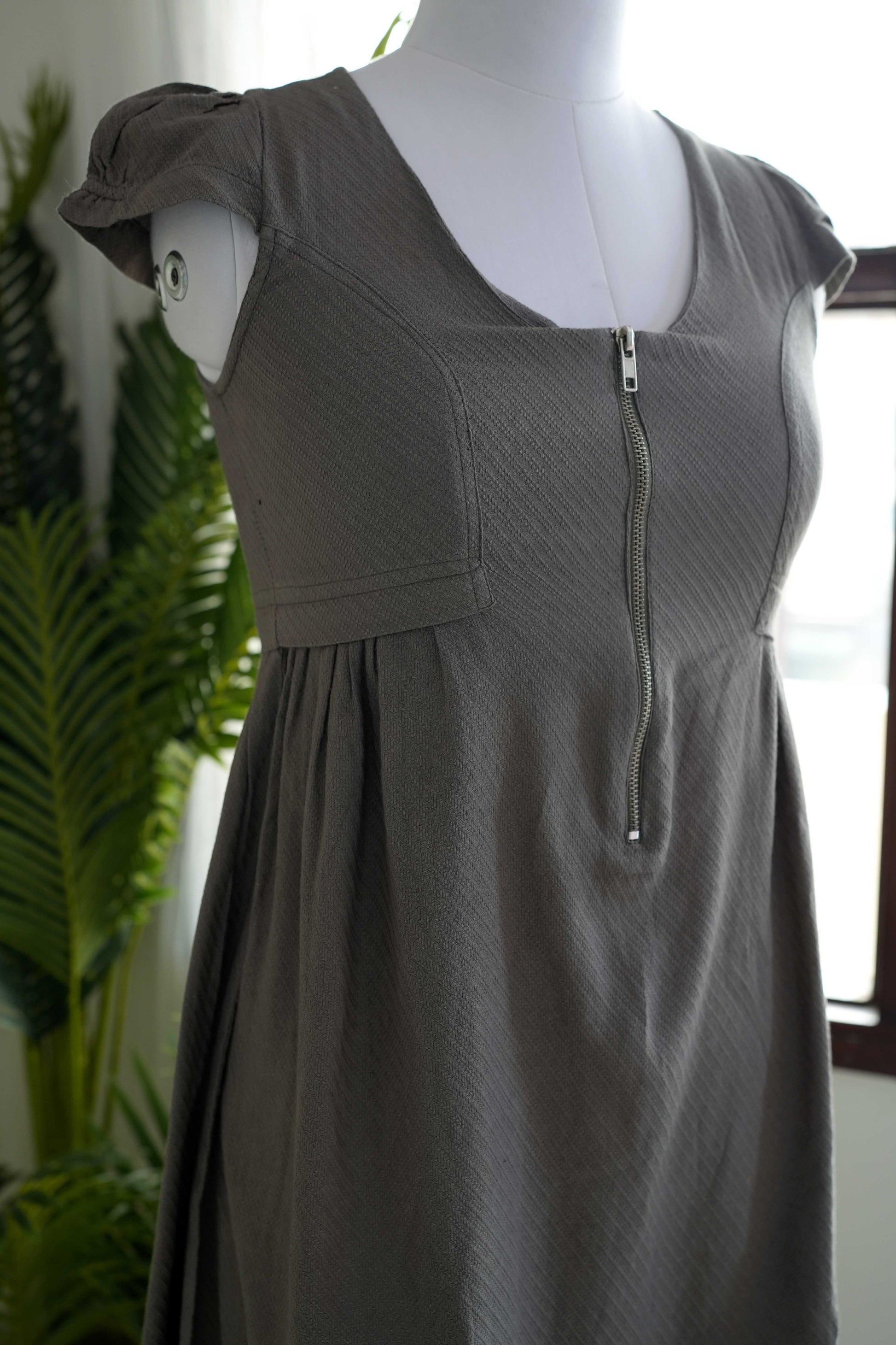 Olive Green Front Chain Short Dress