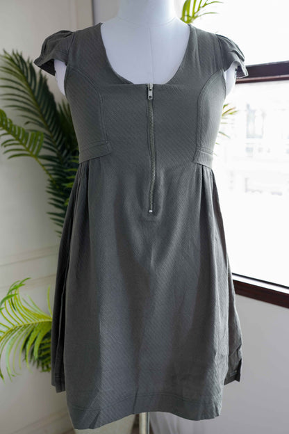 Olive Green Front Chain Short Dress