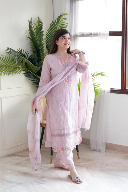 Bani Pink Thread Detailing Pakistani Suit Set