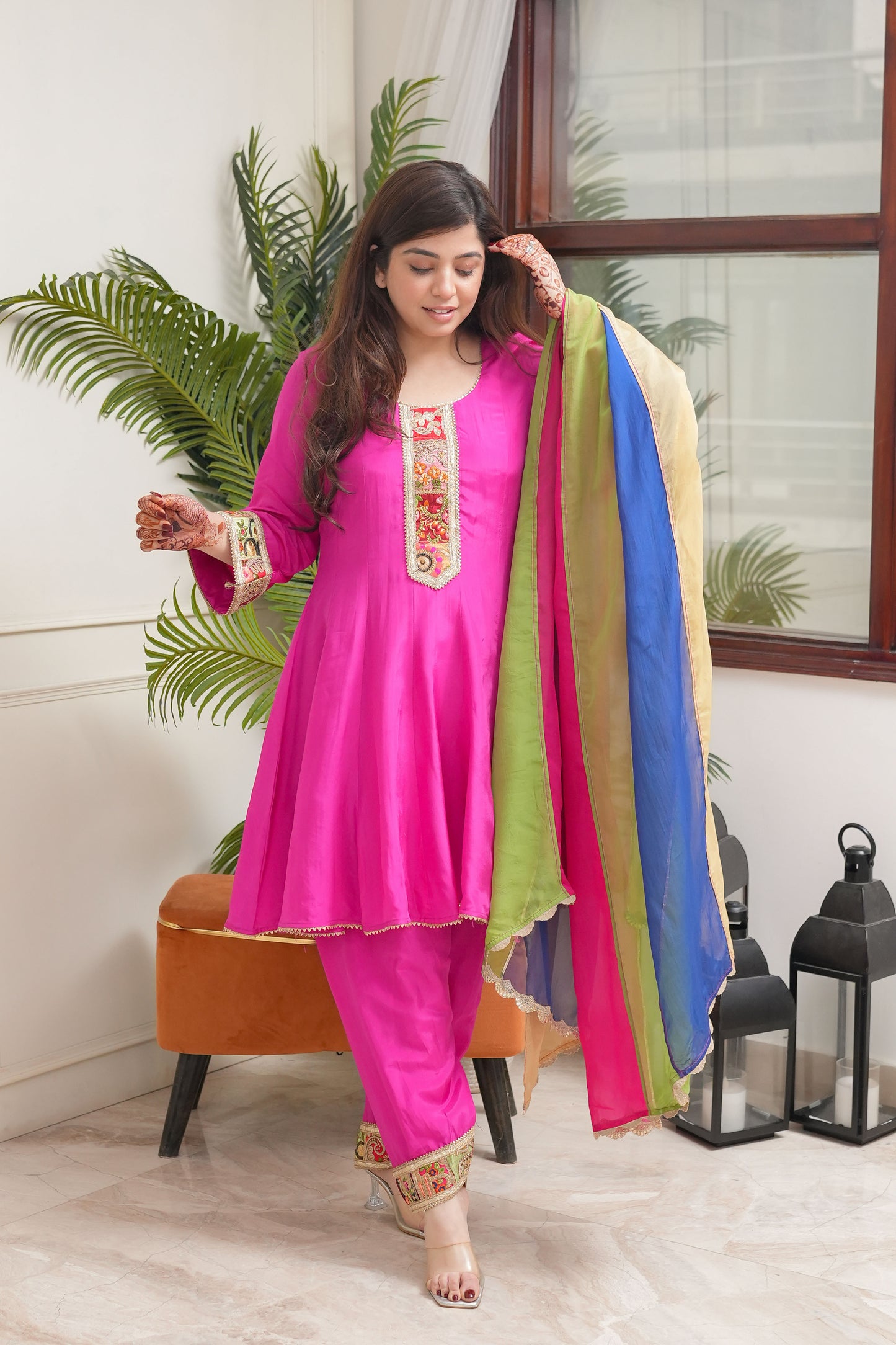 Pink Short Anarkali With Salwar