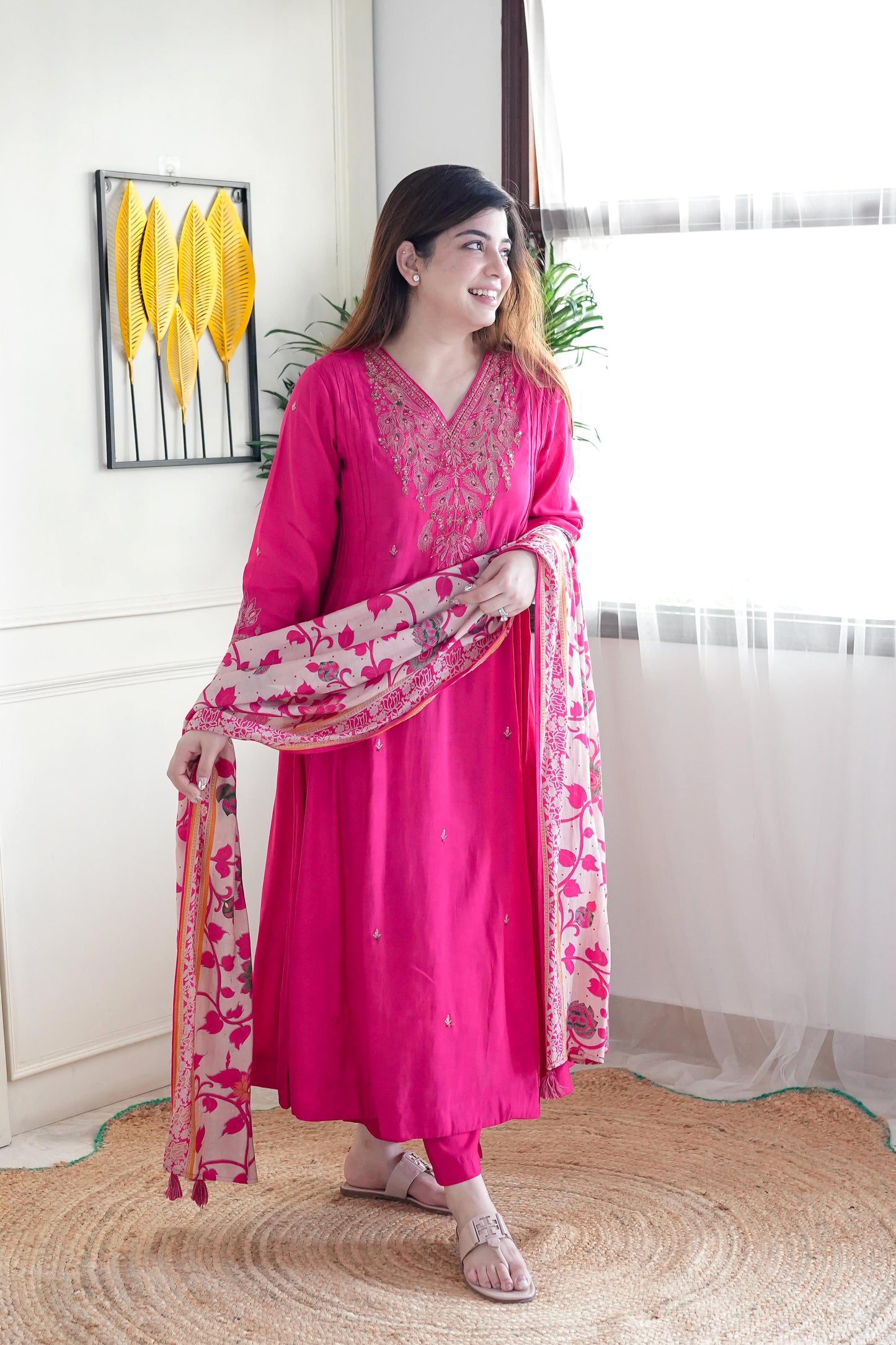 Safina Hot Pink Anarkali Suit Set