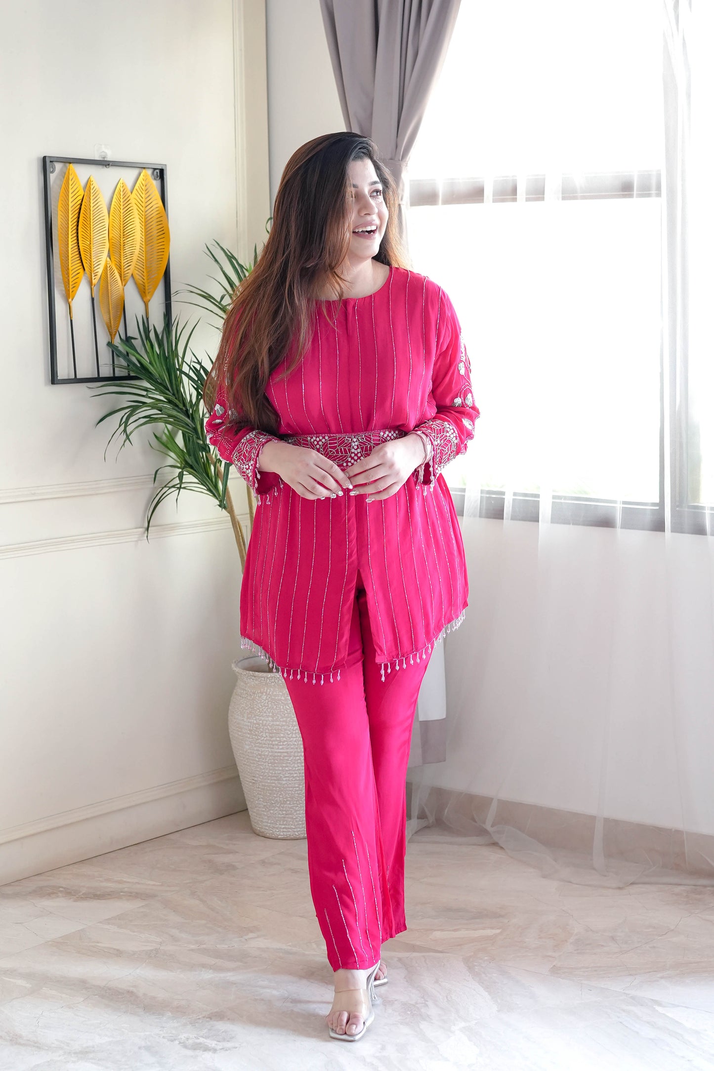 Gauhra Pink Embroidered Co ord Set