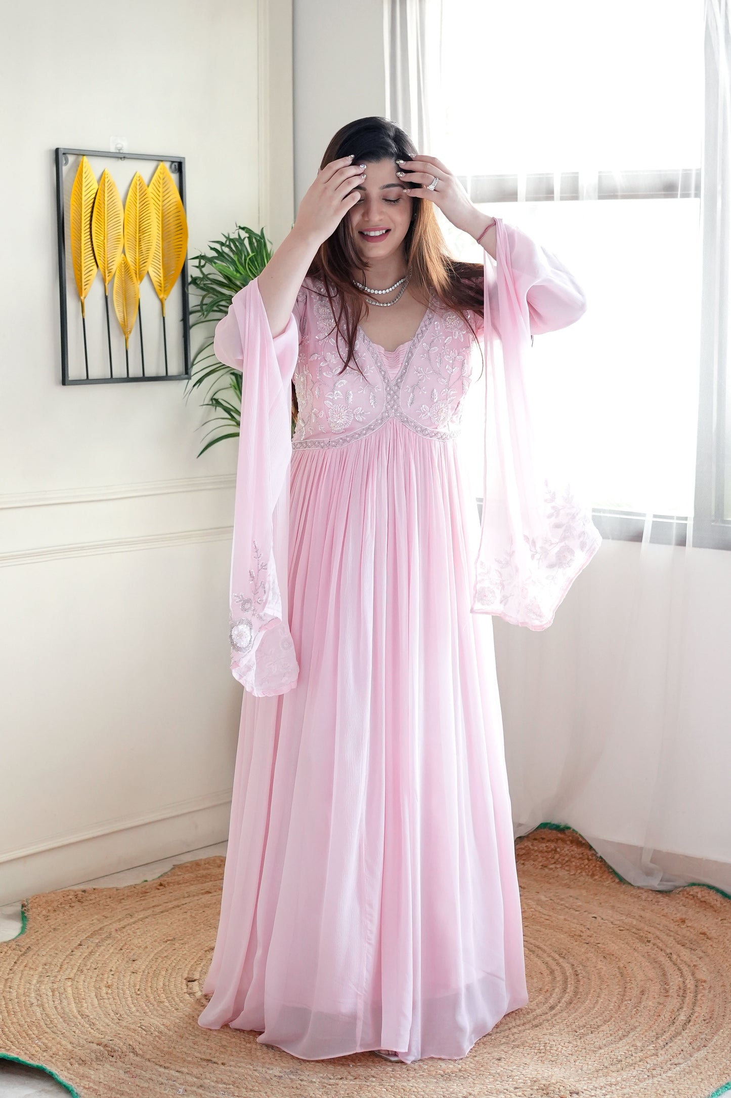 Luxe Pink  Embroidered Gown