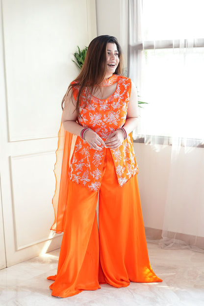 Sukoon Orange Embroidered Suit