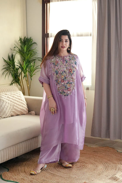 Luxe Lilac Hand Embroidered Chogha Set