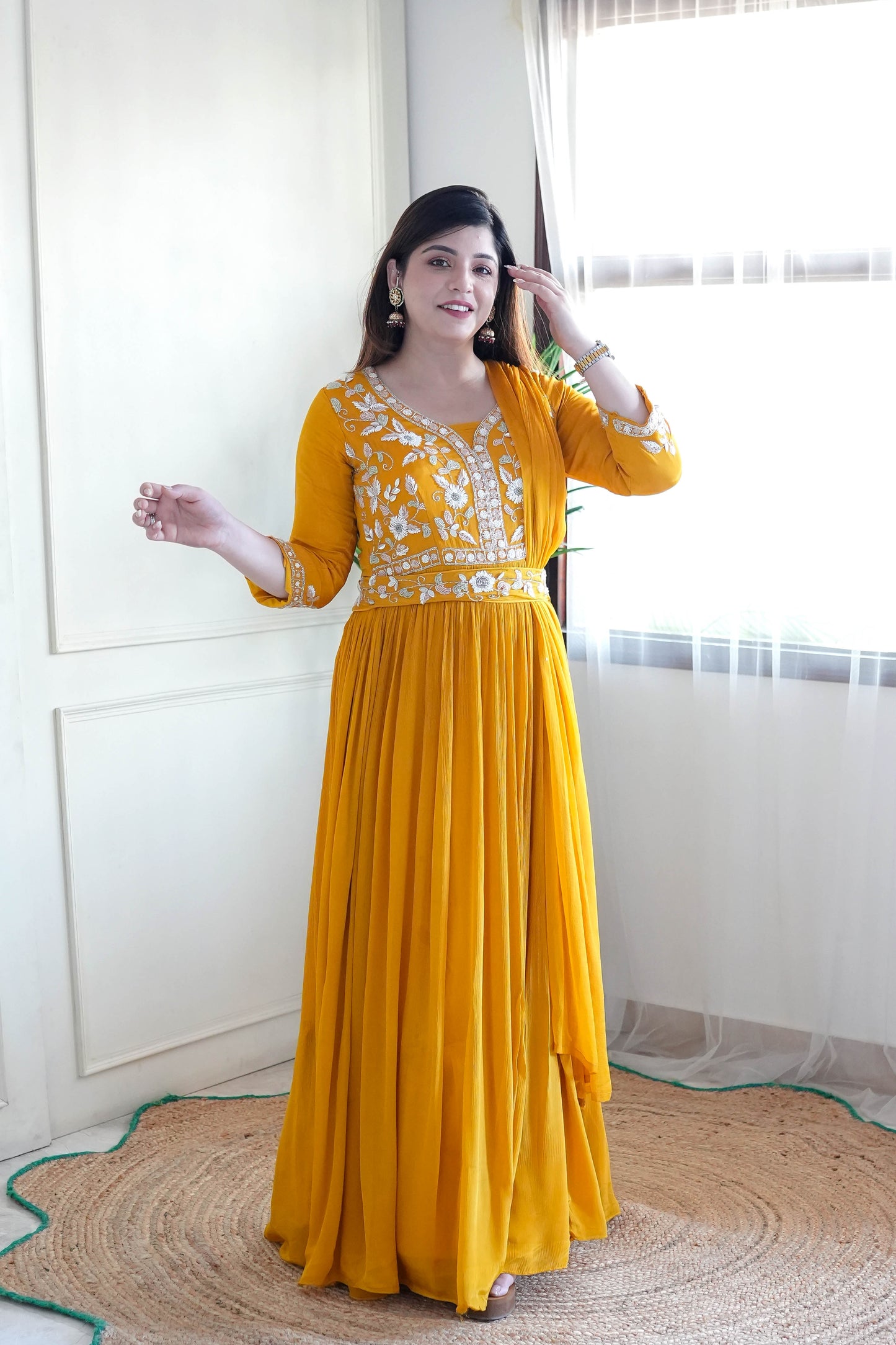 Anamika Yellow Voluminous Anarkali Suit