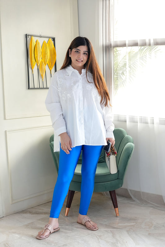 Electric Blue Glossy Leggings