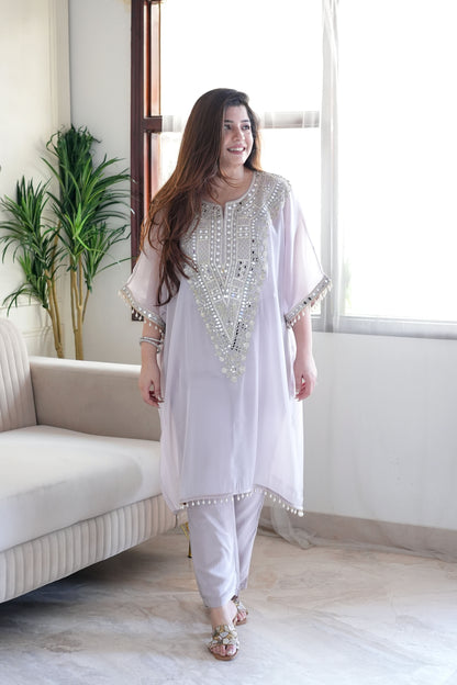 Nora Grey Embroidred Chogha Set