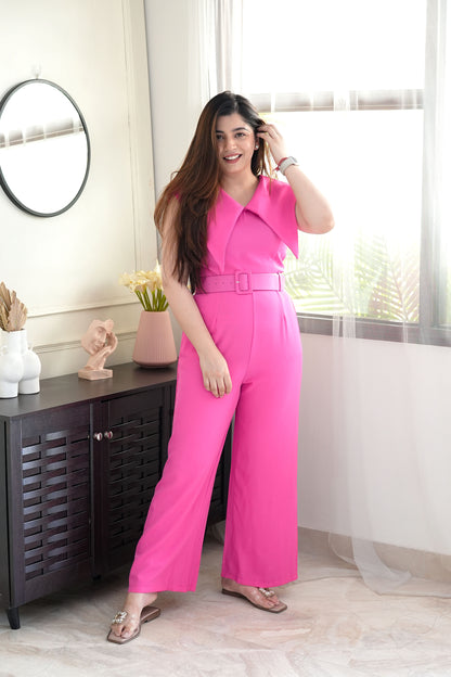 Aria Hot Pink Jumpsuit with Belt