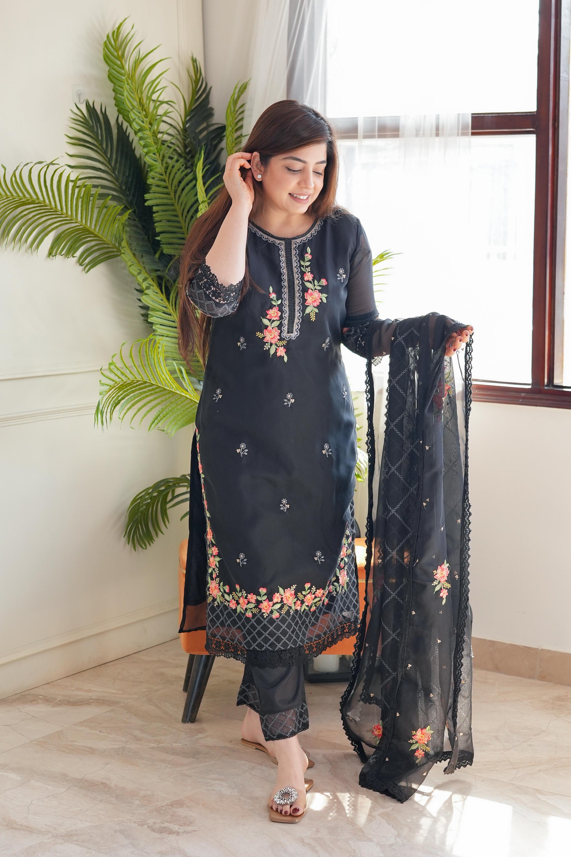 Geet Black Embroidered Suit Set