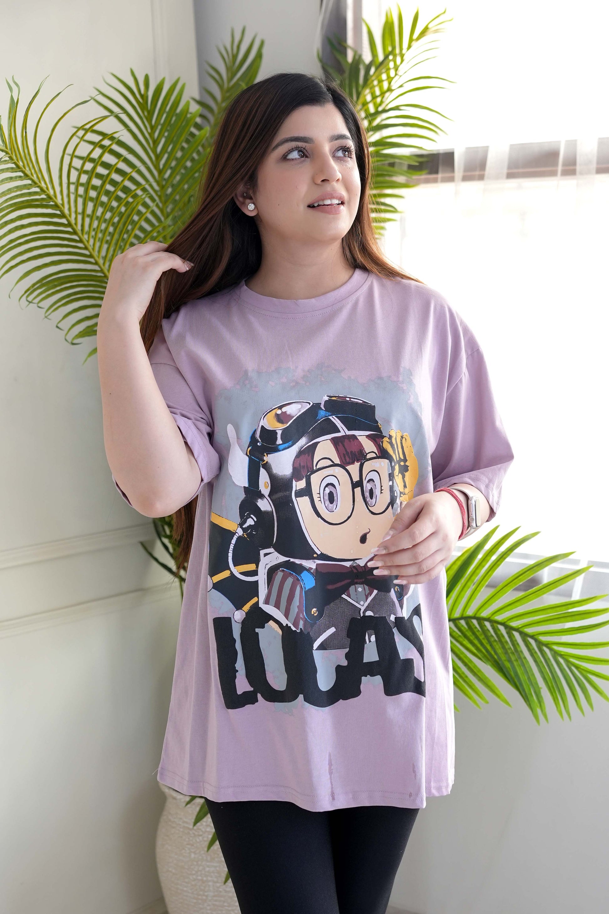 Bella Pink Printed Boyfriend Fit Tshirt