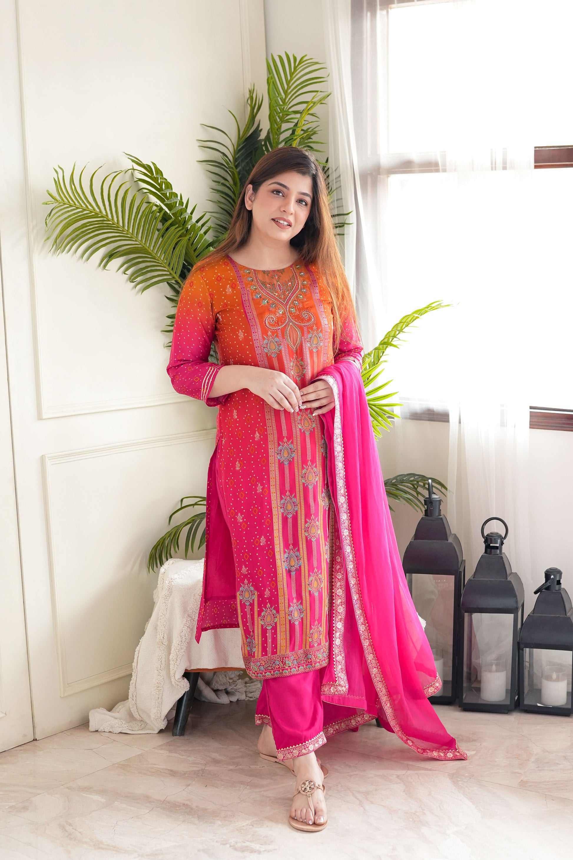 Mann Embroidered Silk Suit Set