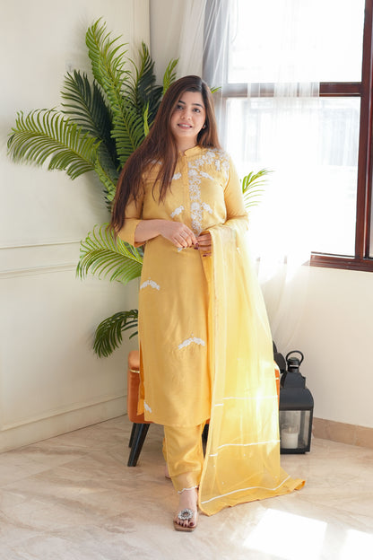 Neyamat Yellow Silk Set